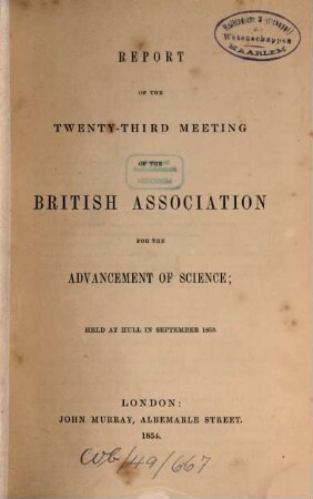 Report of the ... meeting. 23. 1853 (1854)