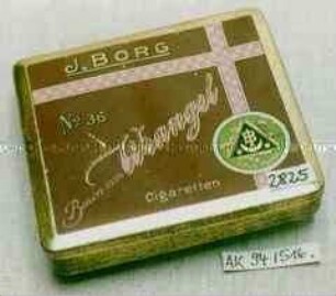 Blechdose für 20 Stück "J.BORG/ Baron von Wrangel No. 36 Cigaretten"