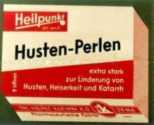 Werbeschild "Heilpunkt Husten-Perlen"