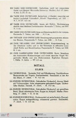 II. Metall (Nr. 232-418)