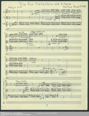 Trio für Flöte, Viola und Gitarre : (1986)