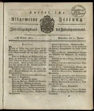 13tes Stueck, Mitwochen, den 31. Januar 1810