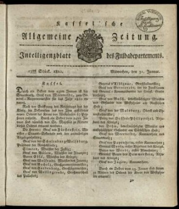 13tes Stueck, Mitwochen, den 31. Januar 1810