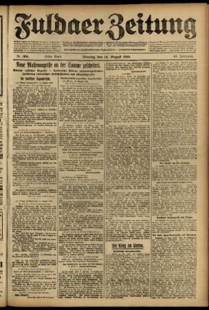 Erste Ausgabe vom Montag, den 14. August 1916.