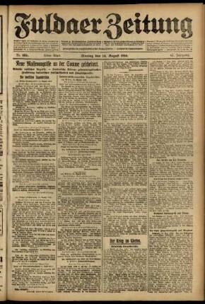 Erste Ausgabe vom Montag, den 14. August 1916.