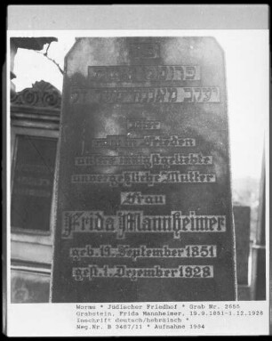 Grabstein von Frida Mannheimer (gestorben 1928.12.01)