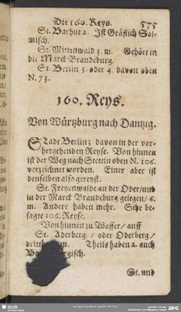 160. Reys. Von Würtzburg nach Dantzig