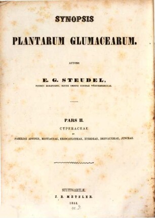 Synopsis plantarum glumacearum, 2. Synopsis plantarum cyperacearum