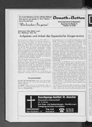 Informieren Sie, lieber Leser, Ihre Mitbürger über die Aufgaben und Arbeit des Eppendorfer Bürgervereins