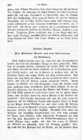 Sechstes Kapitel. Der Plebejer Streit mit den Patriciern