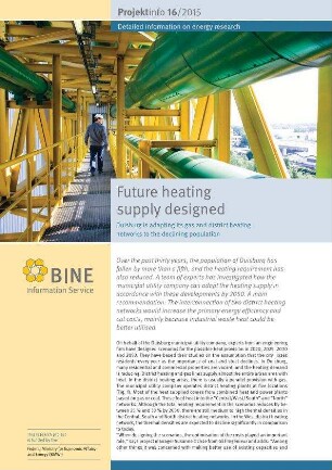 Future heating supply designed. Duisburg is adapting its gas and district heating networks to the declining population.