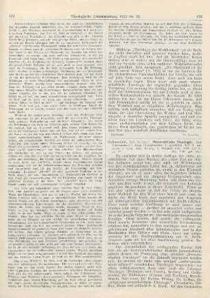 478-480 [Rezension] Schaeder, Erich, Theozentrische Theologie. Eine Untersuchung zur dogmatischen Prinzipienlehre. 1., geschichtlicher Teil. 3., umgearb. u. verm. Aufl