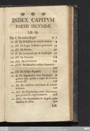 Index Capitum Partis Secundae.