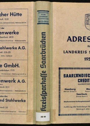 1953-1954, Adressbuch für den Landkreis Saarbrücken