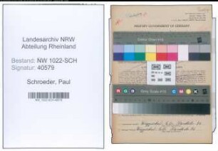 Entnazifizierung Paul Schroeder , geb. 08.04.1900 (Portier)