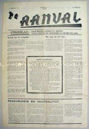 Monatszeitung der faschistischen Bewegung in Belgien "De Aanval"