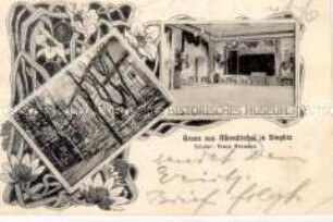 Postkarte mit Werbung für eine Gaststätte in Steglitz