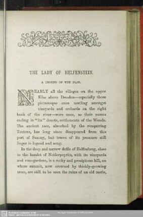 The Lady Of Helfenstein : A Legend Of The Elbe