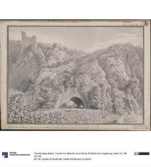 Tunnel von Altenahr. Ansicht der Einfahrt mit Umgebung