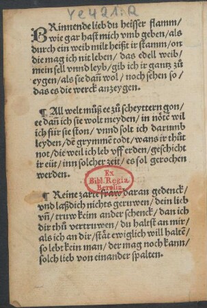 BRinnende lieb du heisser flamm/ || wie gar hast mich vmb geben/