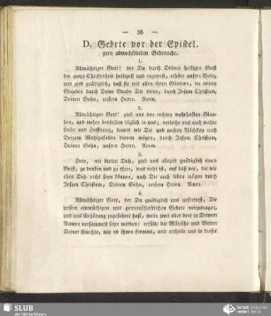 D. Gebete vor der Epistel, zum abwechselnden Gebrauche
