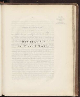 III. Prolongation der Stempel-Abgabe.