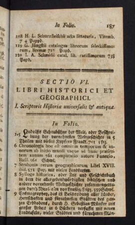 187-211, I. Scriptores Historiae universalis & antiquae