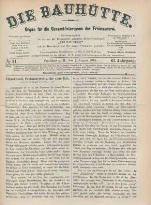 No 31. Frankfurt a. M., den 2. August 1919. 62. Jahrgang.