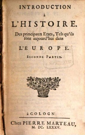 Introduction à l'histoire des principaux états, tel qu'ils sont anjourd'hui dans l'Europe, Pars 2