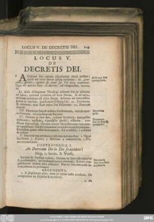 Locus V. De Decretis Dei.
