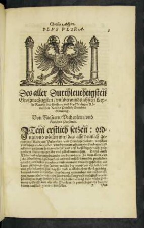 Des aller Durchleuchtigsten Großmechtigsten/ unüberwindtlichsten Keyser Karols des fünfften/ und des Heyligen Römischen Reichs Peinlich Gerichts Ordnung.