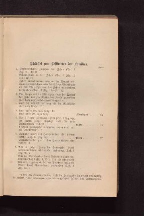 Schlüssel zum Bestimmen der Familien.