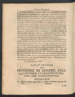 Caput Primum. De Processu In Genere, Eiusque Speciebus Et Personis In Processu Iuris Intervenientibus.