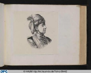 [Porträt eines Mannes mit Turban im Profil, nach links blickend]