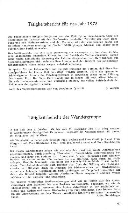 Tätigkeitsberichte der Wandergruppe