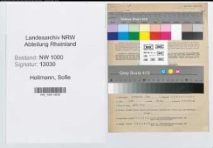 Entnazifizierung Sofie Hollmann, geb. 06.02.1904 (Postassistentin)
