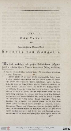 CXXV. Das Leben des florentinischen Baumeisters Antonio von Sangallo