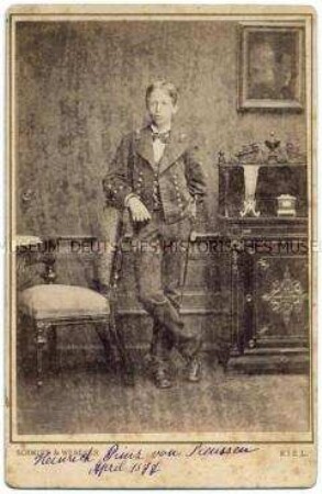 Fotografie von Prinz Heinrich von Preußen im Alter von 15 Jahren