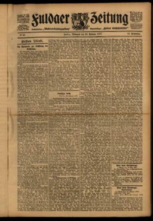 Erste Ausgabe vom Mittwoch, den 20. Februar 1907.