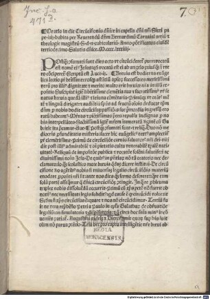 Oratio in die circumcisionis dominicae : Rom, 1484