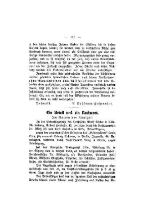 Ein Urteil und ein Nachwort