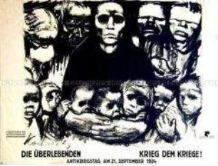 Plakat des Internationalen Gewerkschaftsbundes zum Antikriegstag am 21.09.1924
