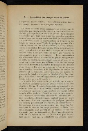 7, A. - La stabilité des changes avant la guerre
