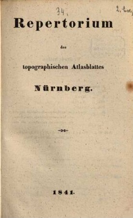 Repertorium des topographischen Atlasblattes Nürnberg