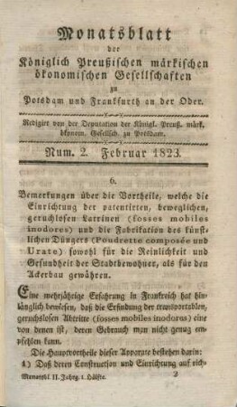 Num. 2. Februar 1823.