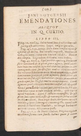 Jani Rutgersii Emendationes Aliquot In Q. Curtio.