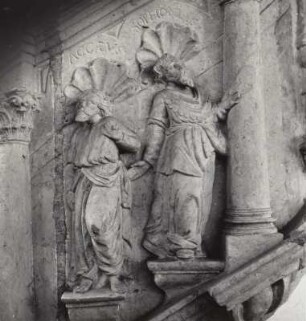 Detail der Treppenbrüstung: Die Propheten Aggäus und Sophonius