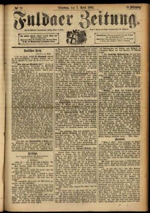 Ausgabe vom Dienstag, den 07. April 1891.