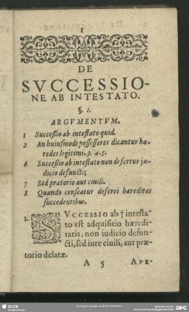 De Successione Ab Intestato. §. 1