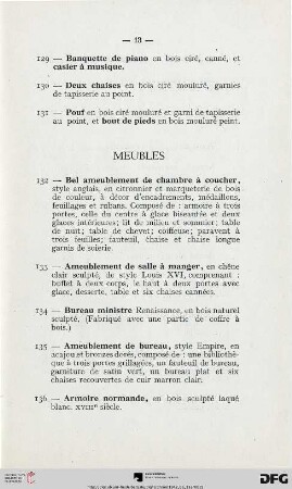 Meubles (Nr. 132-166)